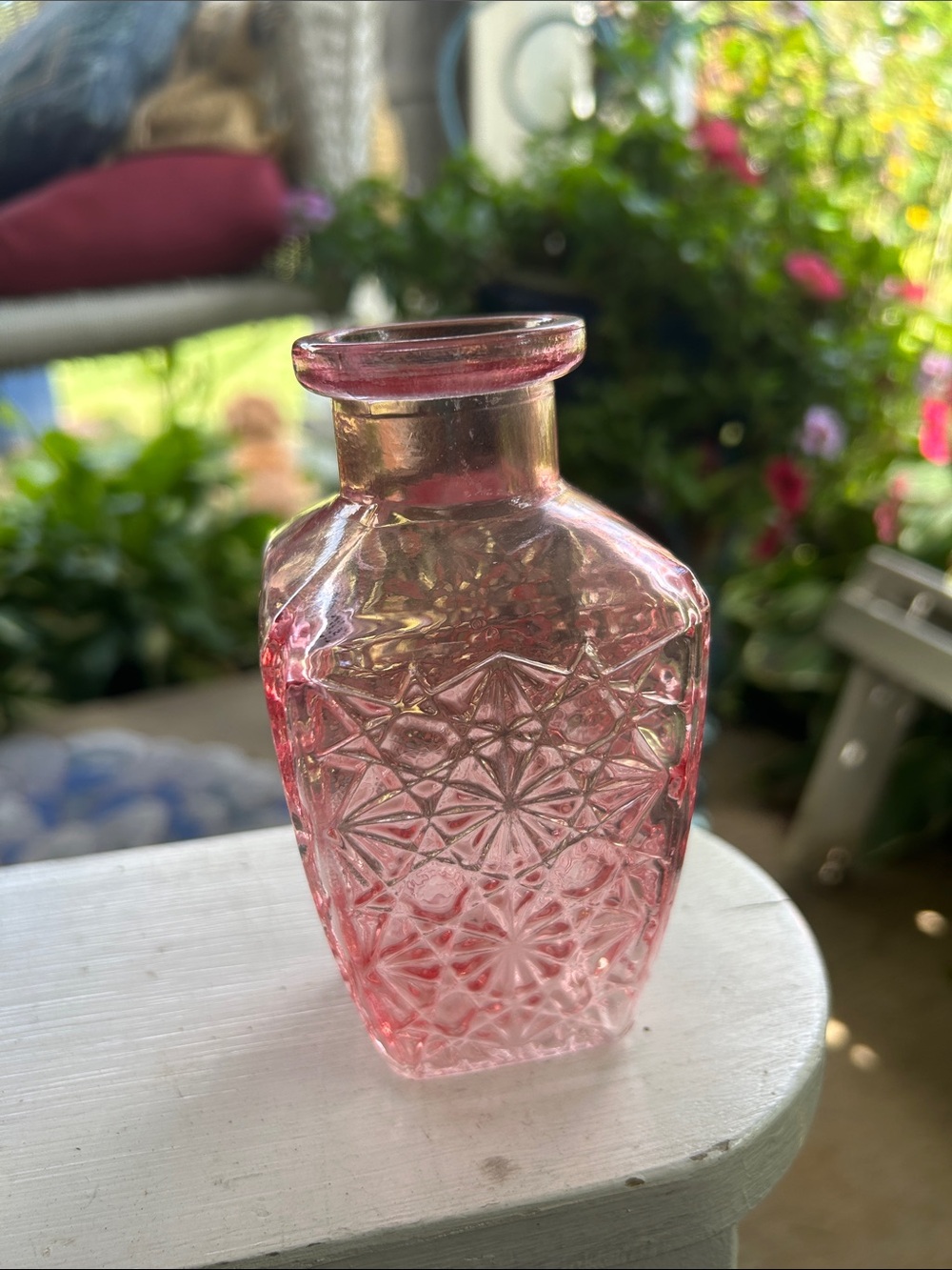 Pink Embossed Glass Vase -